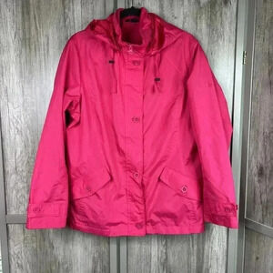 Lands End Womens Jacket Hot Pink Soft Shell Removable Hood Size M